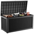 thumbnail image 1 of EasyUp 260 Gallon Resin Deck Box, Lockable Patio Outdoor Storage Box for Furniture, Garden Tools and Tools Storage, Waterproof Outside Storage Boxes（Black Pattern）, 1 of 7