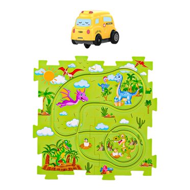 Slot Rail Toys for Kids, Kids Race Tracks, Stem Activity Disassemble Rail Car Building Toys, Puzzle Tracks Set for Ages 3+ Years Birthday Gifts 4Pcs puzzle dinosaur