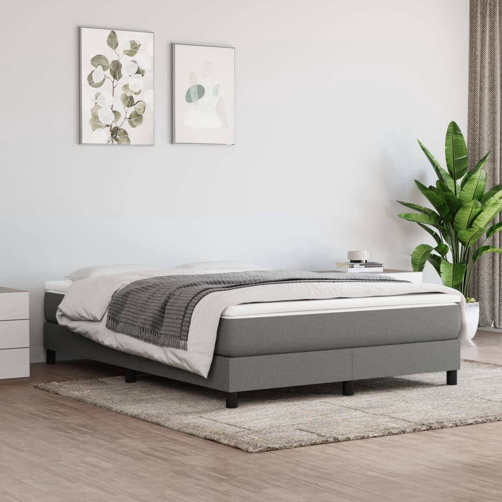 vidaXL Bed Frame Dark Grey 137x190 cm Full Fabric