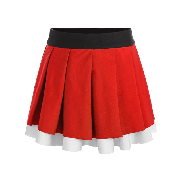 XUNZOO Jupe Plissée d'Uniforme Scolaire pour Filles Enfants, Jupe Patineuse de Tennis, Jupe Trapèze Décontractée Mini pour Performance de Cheerleading Rouge 10