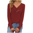 thumbnail image 1 of Besolor Womens Spring Fall Tunic Tops Trendy V Neck Button Long Sleeve T-Shirt Casual Solid Color Ladies Going out Blouse, 1 of 7