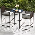 thumbnail image 1 of Costway 3 PCS Patio Bar Set Wicker Table & Armchairs with  2 Cushions & Glass Tabletop, 1 of 10