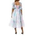 thumbnail image 4 of Women Summer Puffy Tulle Princess Dress Solid Color Square Neck Short Sleeve Ruffle Hem A-Line Dress Plus Size, 4 of 6