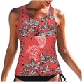 thumbnail image 1 of Hauts de Tankini Modestes pour Femmes Haut de Maillot de Bain Seulement Haut de Maillot à Col Licou à Col Ras du Cou Graphique Hauts de Maillot de Bain Dos Découpé Hauts de Maillots de Bain, 1 of 4
