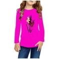 thumbnail image 1 of RXIRUCGD Chemises à Manches Longues pour Filles, Col Rond Mignon, Blouses Décontractées Élégantes (Rose Vif, Taille:9 Ans), 1 of 5