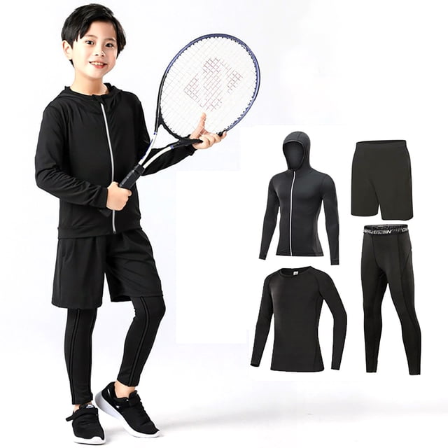 Girls Summer Outfits Base Layer Athletic Compression Running Pants Tights Baby Boy Clothes Black 12-13 Years