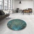thumbnail image 4 of Ahgly Company Tapis d'Intérieur Lavable en Machine Carré Transitionnel Bleu Charbon, 7 Pieds Carré, 4 of 7
