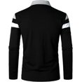 thumbnail image 3 of Men's Casual Long Sleeve Polo Shirt Contrast Patchwork Cotton T-Shirt, 3 of 5