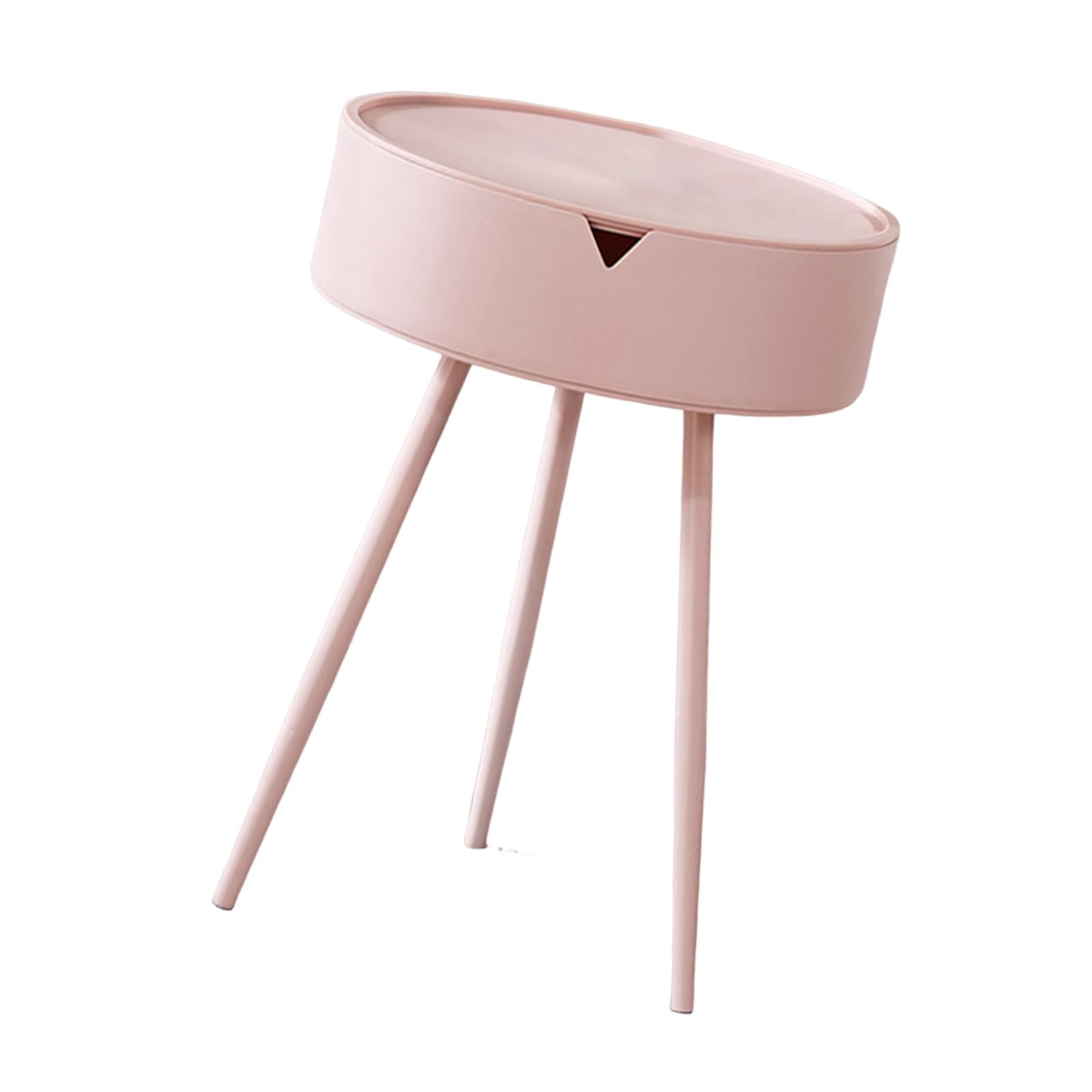 Luzkey Round End Table NightStand Minimalist Decorative Sofa Desk Bedside Table for Office Living Room Bedroom Apartment Small Space Pink