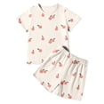 thumbnail image 1 of Ensemble de Pyjama à Manches Courtes à Imprimé Floral pour Filles, Tenue de Jeu Douce pour Tout-Petits et Jeunes, Confortable, Col Rond, Deux Pièces, 1 of 3