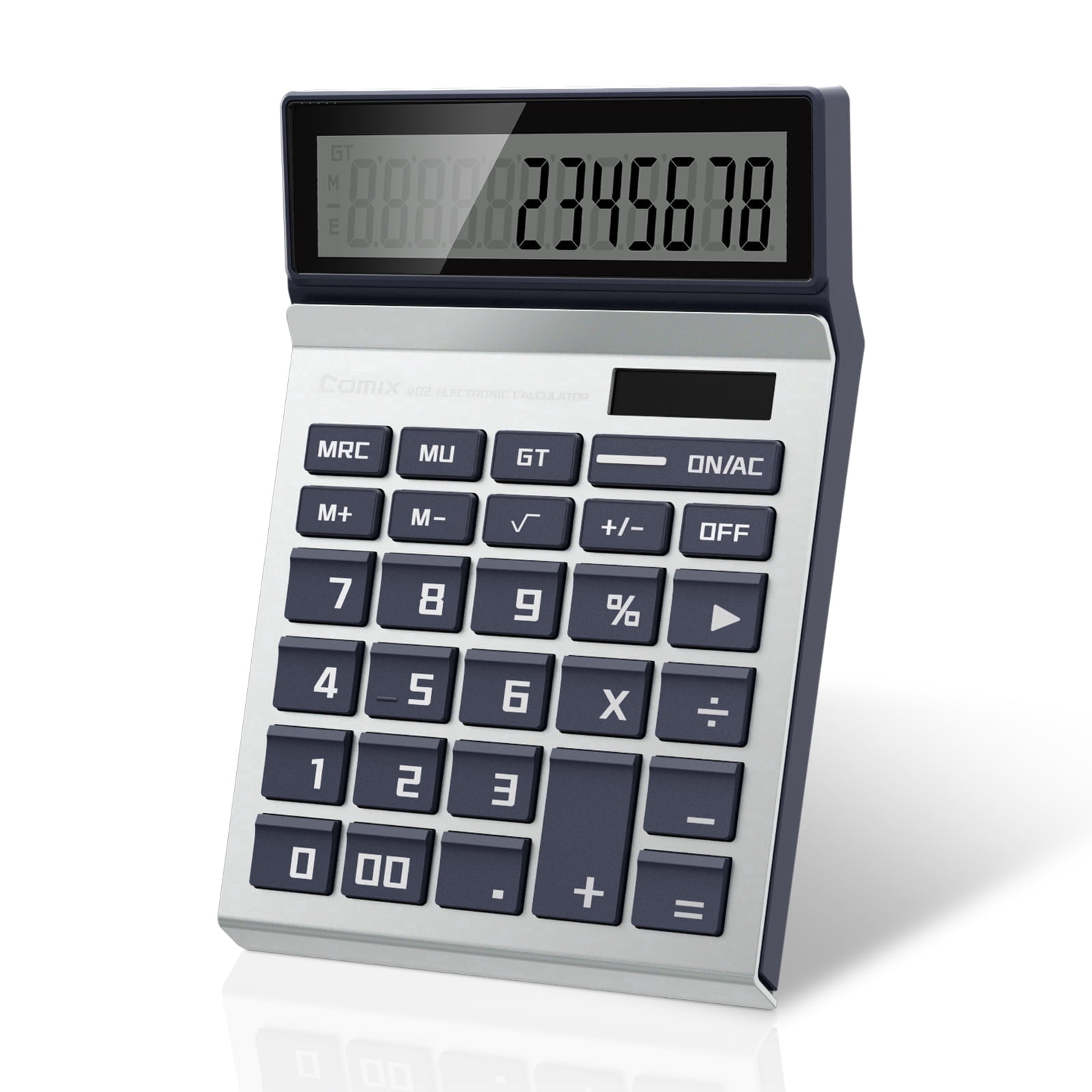 Comix 12-Digits Desk Basic Calculator,Large LCD Display, Solar Battery Dual Power, Big Button, Home Office School Blue