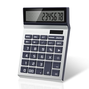 Comix 12-Digits Calculatrice de base de bureau, Grande LCD Affichage, Batterie solaire double puissance, Big Button, Home Office School Blue