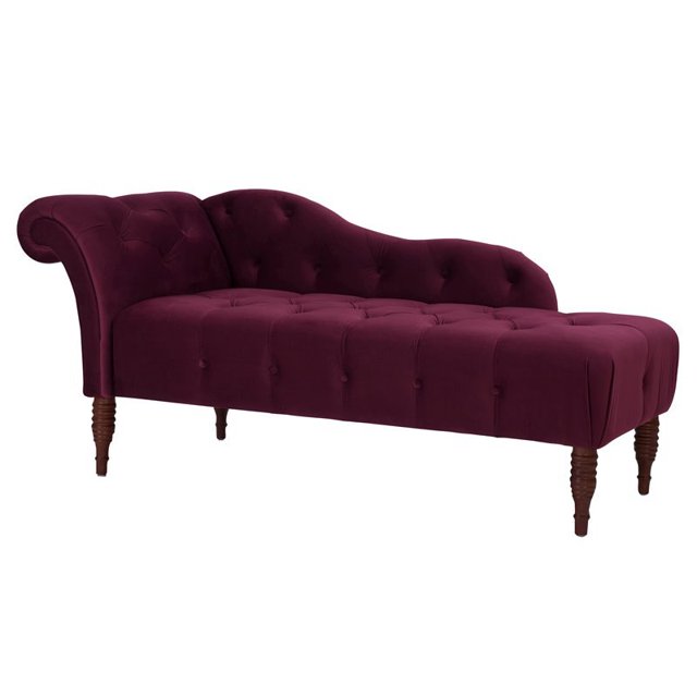 Samuel Chaise Longue à Accoudoirs Roulés Capitonnée Bourgogne