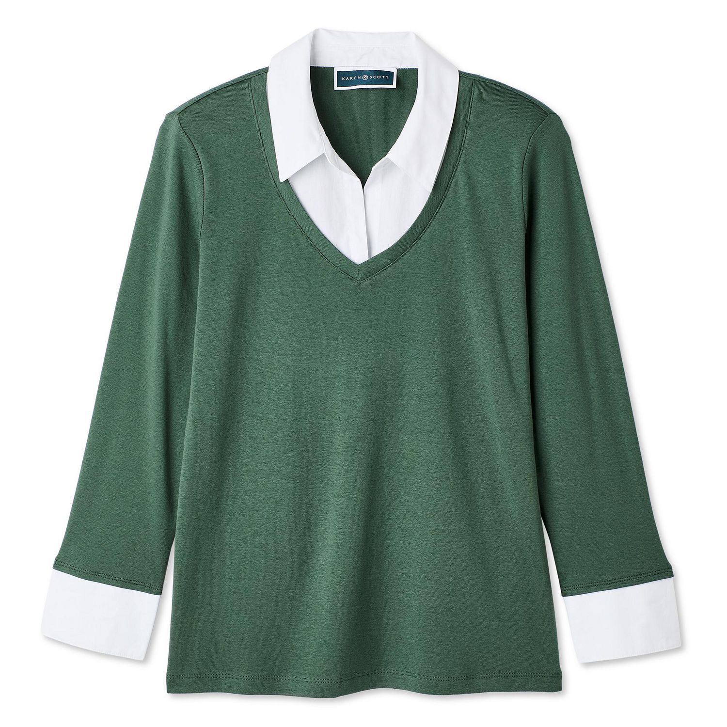 Karen Scott Women's Collared V-Neck Top