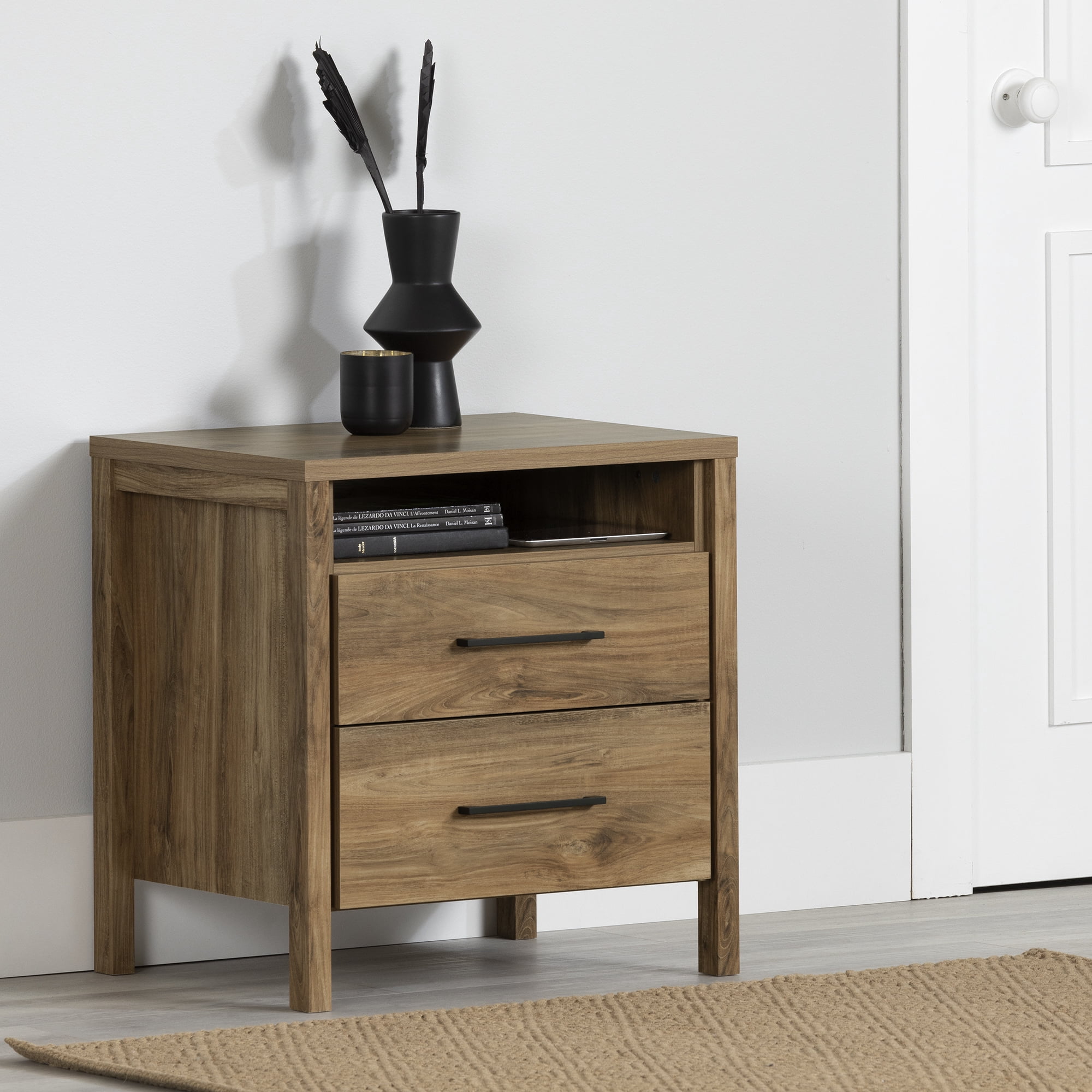 South Shore Gravity 2-Drawer Nightstand for Adult, in Natural Mango