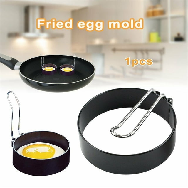 RRJ Stainless Steel Omelet Ring , Non Stick Pancake Egg Ring, Circular Omelet Maker Container With Handle, Iron Spray Coated Cooking Tool for Breakfast Kitchen