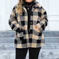 thumbnail image 1 of LOVZFMLL Vestes pour Femmes Col Poche à Simple Boutonnage Manches Longues à Carreaux Peluche Double Face à Manches Longues à Capuche Veste Décontractée, 1 of 7