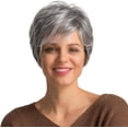 thumbnail image 2 of HSHDLDF Well Pixie Cut Short Grey Human Hair Wigs For Women Natural Wig, 2 of 4