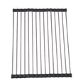 thumbnail image 1 of Dish Drying Rack 14.5" x 11.4", Over Sink Roll Up Large Dish Drainers Rack, Multipurpose Foldable Kitchen Sink Rack Mat Stainless Steel with Silicone Rims for Dishes, Cups, Fruits Vegetables, 1 of 7