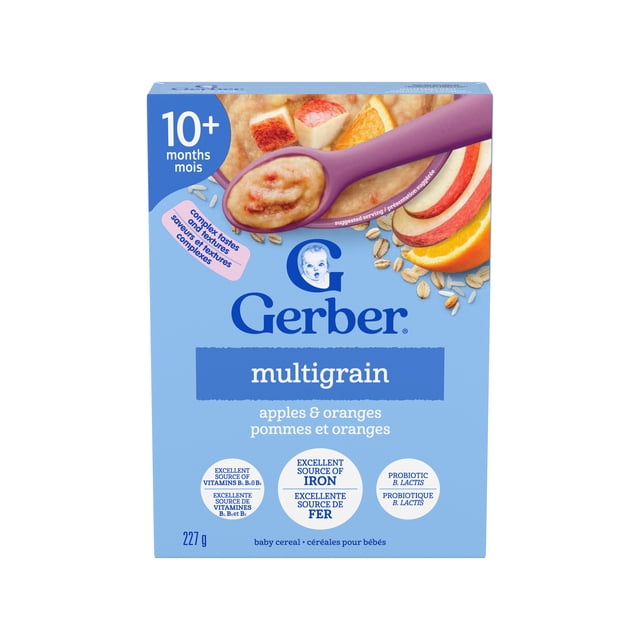 GERBER Céréales Pour Bébés Étape 4 Multigrains Avec Pommes Et Oranges