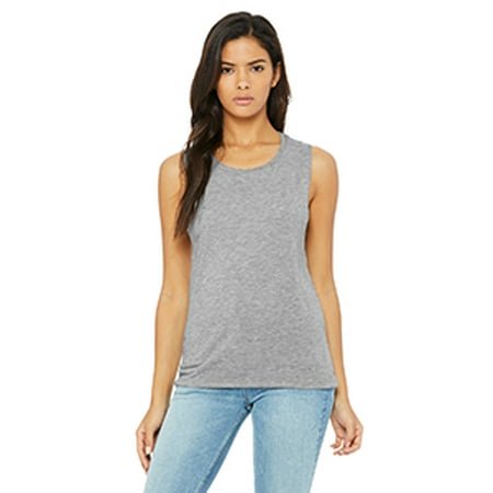 Bella Canvas Womens Flowy Scoop Blended Muscle Tank, XL, Athletic Heather