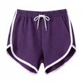 thumbnail image 3 of Womens Athletic Shorts Running Color Block Shorts with Pockets and Drawstring (Purple L), 3 of 3