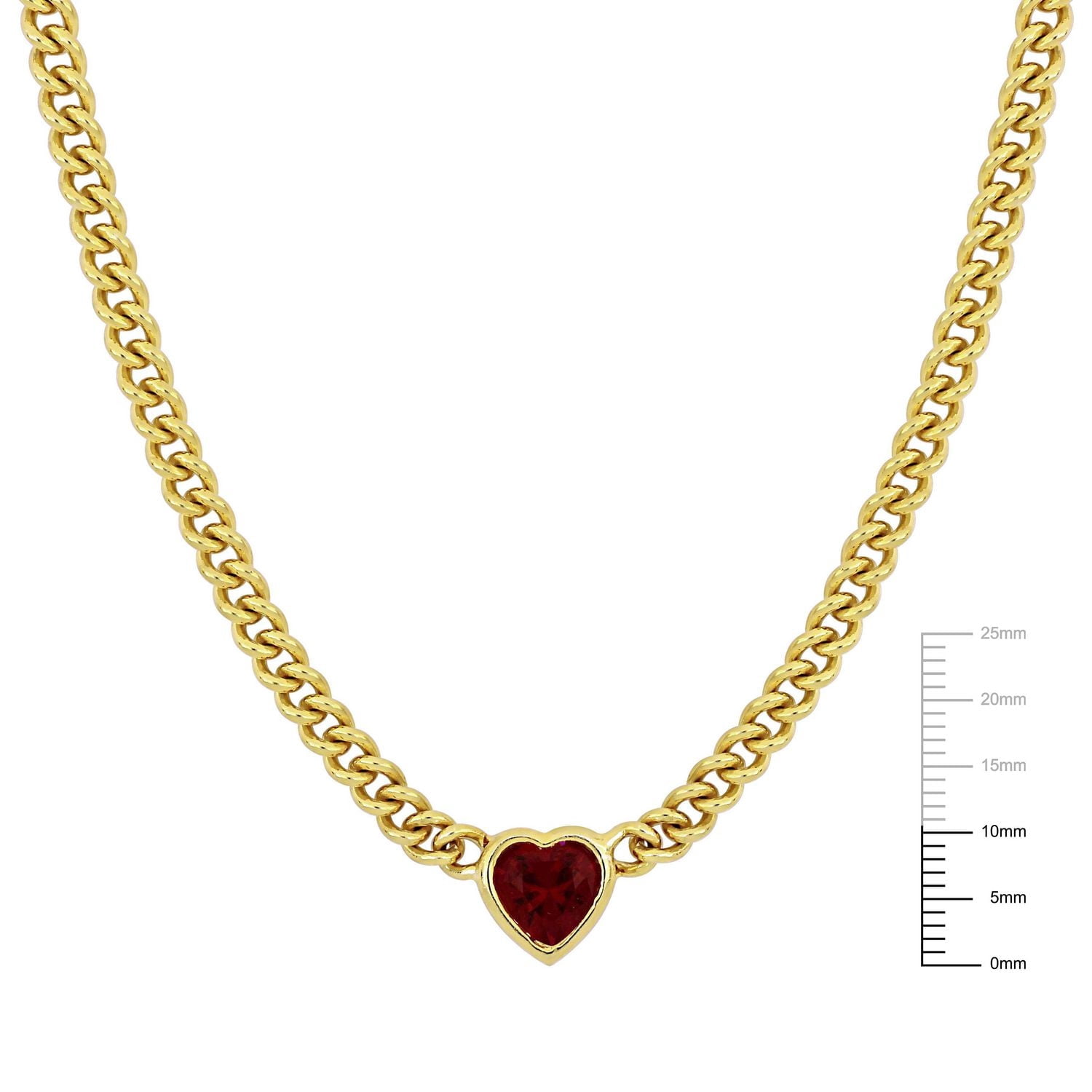 Miabella 2-7/8 Carat T.G.W. Created Ruby 18k Yellow Gold Plated Sterling Silver Heart Necklace