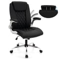 thumbnail image 1 of Costway Chaise de Bureau en Cuir PU, Hauteur Réglable, Chaise de Direction avec Appuie-Tête Réglable, Noir, 1 of 9