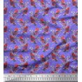 thumbnail image 1 of Soimoi Purple Poly Georgette Fabric Branches & American Robin Bird Print Fabric by Yard 52 Inch Wide, 1 of 3