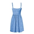 thumbnail image 5 of Pisexur Robes d'Été pour Femmes Robe Bohème à Imprimé Floral Sans Manches à Encolure Carrée à Larges Bretelles Robe Midi Tunique Taille Haute Robe Trapèze Mini Décontractée Élégante Fluide Hawaïenne de Plage avec Poche, 5 of 5