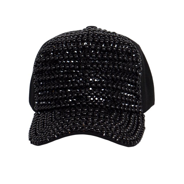 Top Headwear Casquette de Baseball Bling en Perles et Strass - Noir