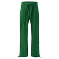 thumbnail image 4 of asjyhkr Wide Leg Pants for Women Plus Size Drawstring High Waist Pants with Pockets Loose Casual Trousers, 4 of 5