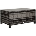 thumbnail image 1 of Outsunny Rattan Outdoor Coffee Table with Tempered Glass Top, Mixed Grey, 1 of 10