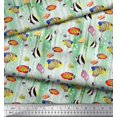 thumbnail image 2 of Soimoi Tissu Crêpe Polyester Poissons & Coquillages Imprimé Océan Tissu au Mètre 42 Pouces de Large, 2 of 2