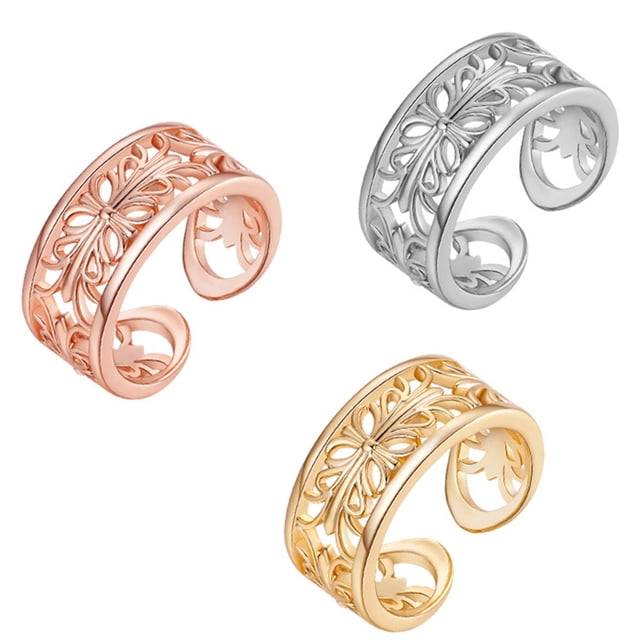 CIMAXIC Silver Copper Toe Rings Set of 3 Durable Comfortable for Decoration Banquets Parties Daily Wear,0.67"X0.67"X0.28"