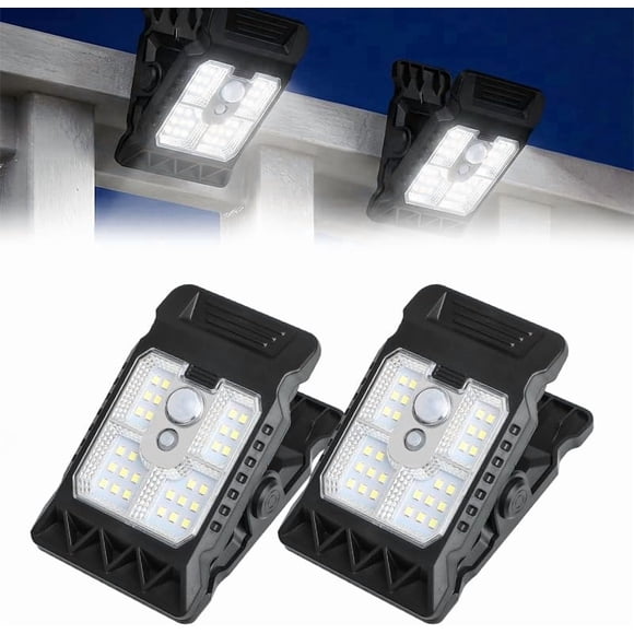 Nouvelle Lampe à Pince à Capteur de Mouvement Solaire 2026, Lampe DEL Extérieure Portable pour Camping, Jardin, Garage, Lanterne à Pince Multifonction Réglable pour la Maison (2 Pcs)