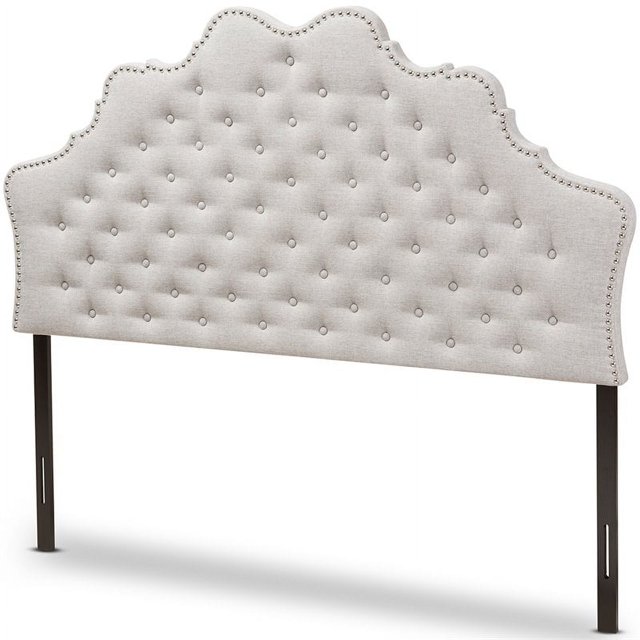 Baxton Studio Hilda Tufted Full Panel Headboard in Grayish Beige