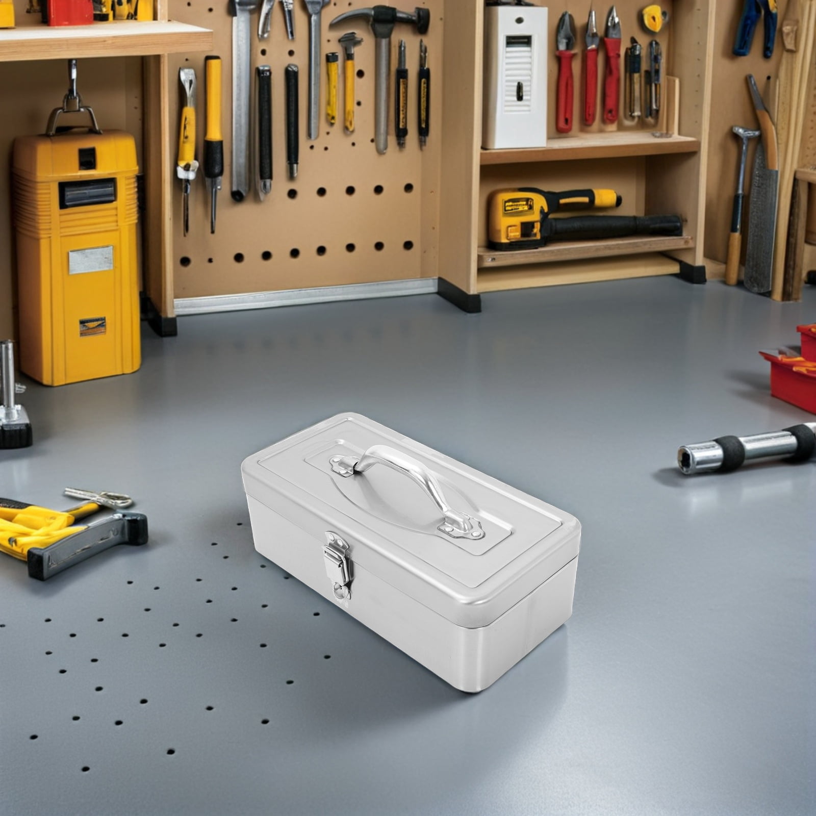 Raindrops Heavy Duty Stainless Steel Tool Chest Large Portable Metal Toolbox for Hardware Storage