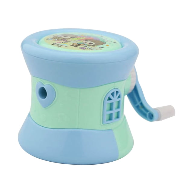 Meitianfacai Manua Pencil Sharpener with Handle Rattle Shape Children's Pencil Sharpener Portable Pencil Sharpener,School Supplies,Blue