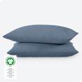 thumbnail image 3 of Bare Home Percale Weave Pillowcase Set - 300 Thread Count - 100% Organic Cotton - Standard, Bering Sea, 3 of 4