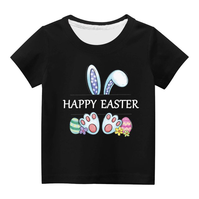Chemises pour Filles Tout-Petits Enfants Garçons Filles Imprimé Ufs de Pâques Col Rond Manches Courtes