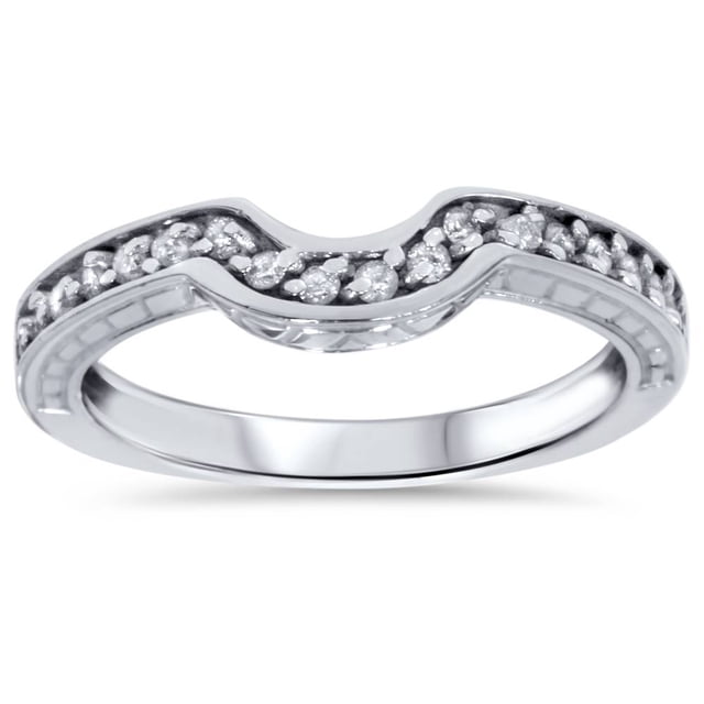 1/4ct Notched Wedding Ring Curved Antique Like Enhancer