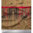 thumbnail image 1 of Soimoi Brown Japan Crepe Satin Fabric Umbrella & Wild Animal Skin Print Fabric by Yard 42 Inch Wide, 1 of 3