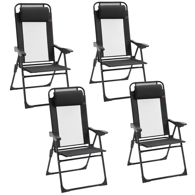 Outsunny Set of 4 Portable Folding Recliner, Black