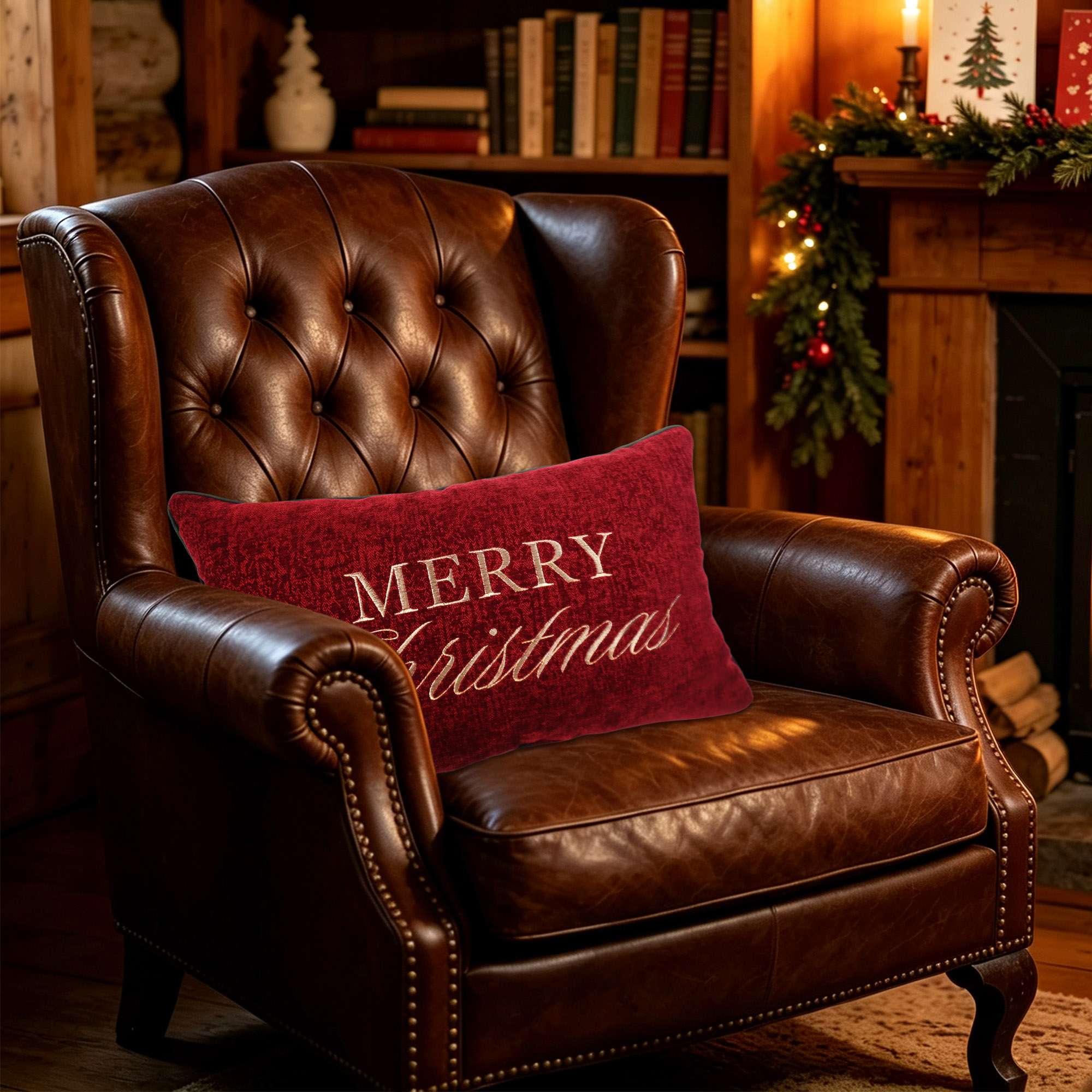 Holiday time — Coussin lombaire rectangulaire décoratif à guirlande 51 × 33 cm