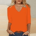 thumbnail image 2 of WRKEKC Chemises à Manches Longues pour Femmes, Hauts à Manches Longues pour Femmes, Haut/chemise à Col Rond à Manches Trois-Quarts Ample et Décontracté Uni pour Femmes, 2 of 6