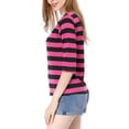 thumbnail image 4 of INSPIRE CHIC T-Shirt pour Femme Fête des Mères Non Doublé Col Rond Manches au Coude Coupe Ajustée Décontracté L Fuchsia Noir, 4 of 8