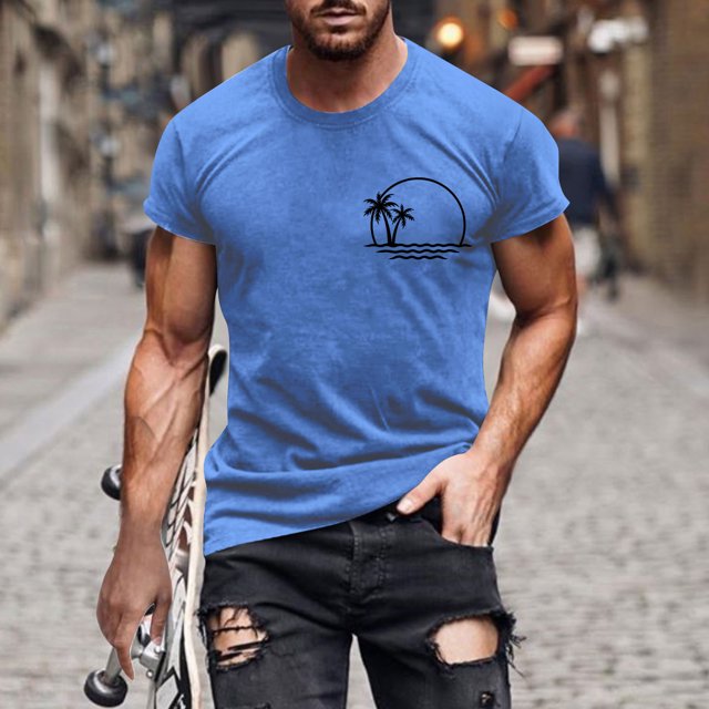 Mefallenssiah Hommes Hauts, Hommes de Dégagement Imprimer Manches Courtes Col Rond T-Shirt Mode Décontracté Manches Courtes
