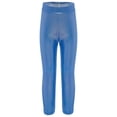 thumbnail image 3 of MSemis Girls Jazz Dance Leggings Metallic Ribbed Elastic Waistband Solid Color Toursers for Hip-hop Performance Light Blue 100, 3 of 7