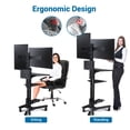 thumbnail image 4 of Yescom NexusX Commander Mobile Computer Cart Workstation Dual Monitor on Wheels Adjustable Hospital School Office ANSI/BIFMA X5.5-2021 Certificated Black, 4 of 11